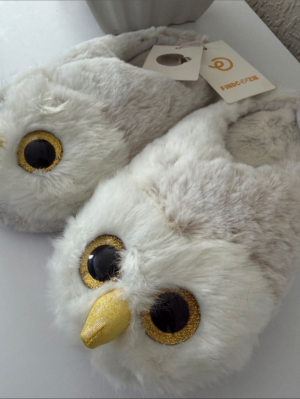 Find Cozy Plush White Owl Pet Slippers